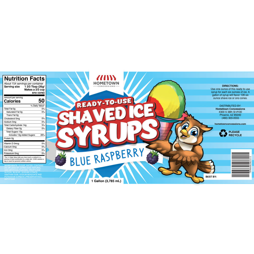 Hometown Blue Raspberry Ready To Use Syrup 1 Gal Hometown Concessions 3593